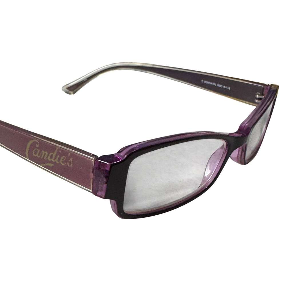 Candies Donna PL Purple Rectangular Eyeglasses Frames 50-16-135 Plum Gold Logo